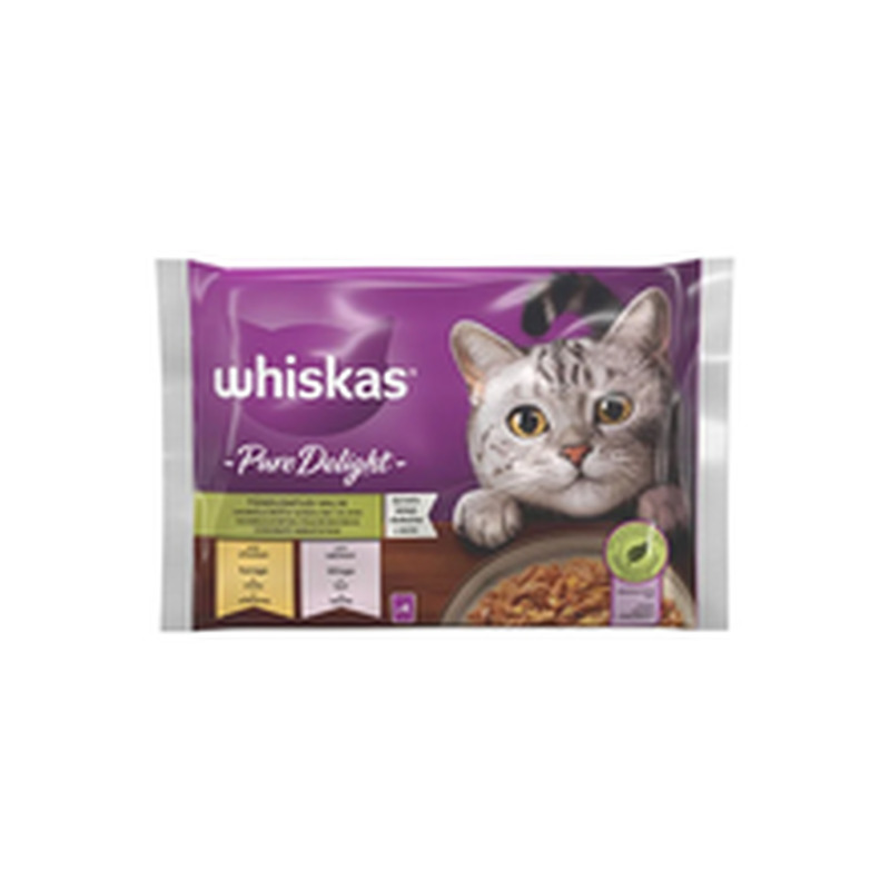 Kiisueine Pure Delight  segamenüü tarrendis 4x85g, WHISKAS, 340 g