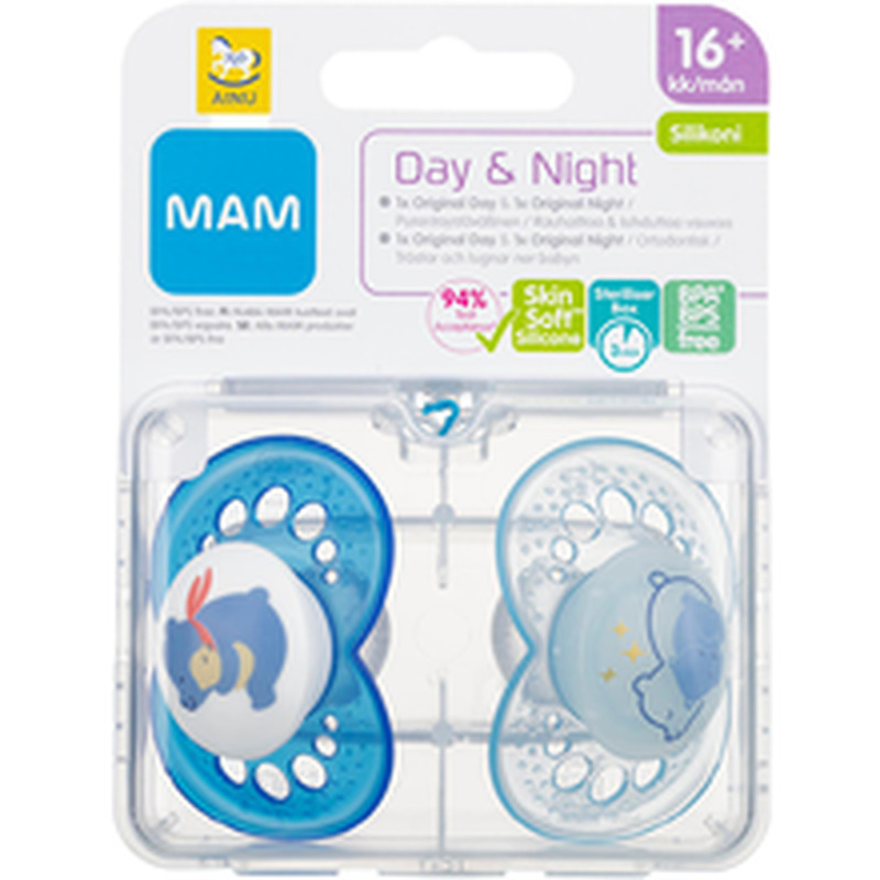 Ainu Mam Day & Night silikoonist lutt, 16+ elukuud, 2tk