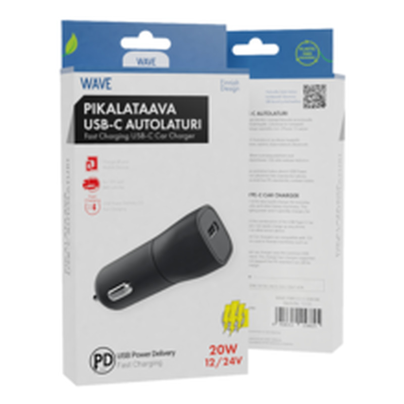 Autolaadija 1x USB Type-C 20W, must