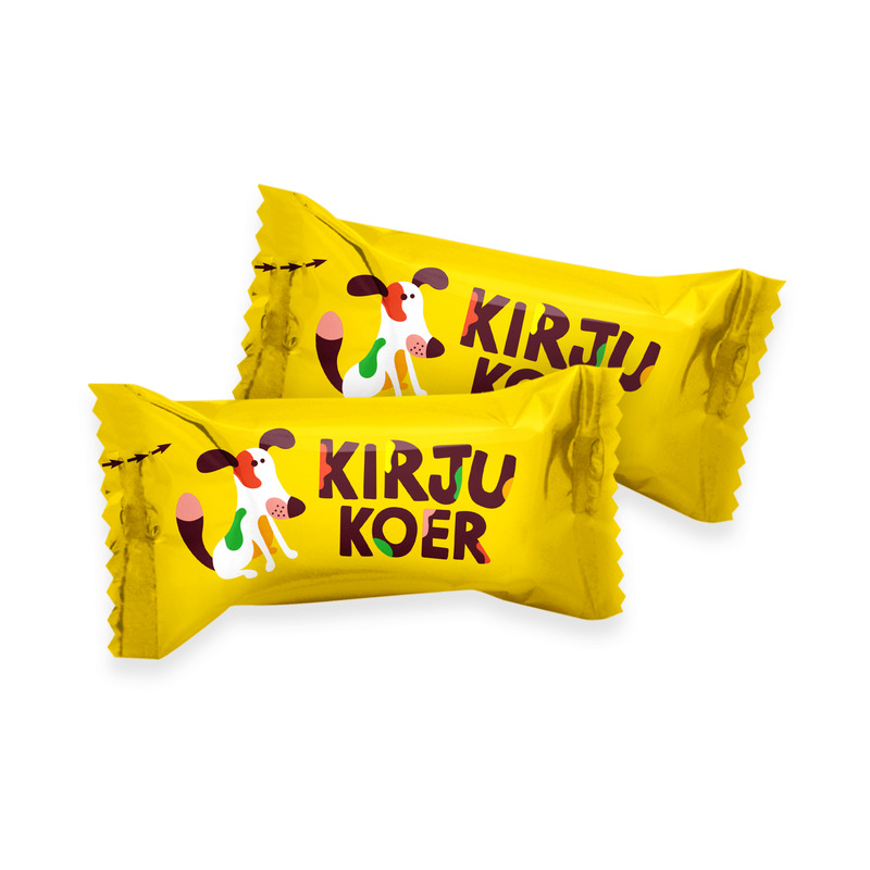 Kirju koer küpsise ja marmelaadiga kakaobatoonike kaalu 1kg