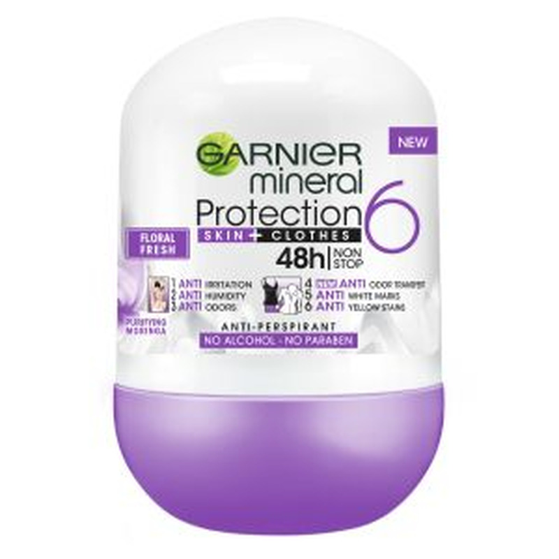 Rulldeodorant Protection 6 Floral Fresh naistele, GARNIER, 50 ml