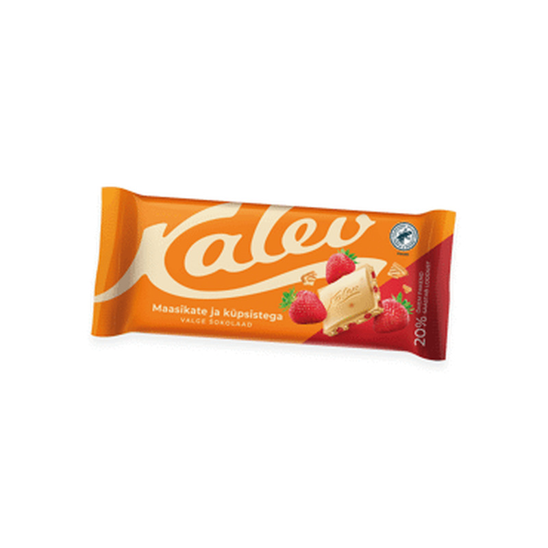 Valge šok.maasika-küpsisetük. KALEV 100g