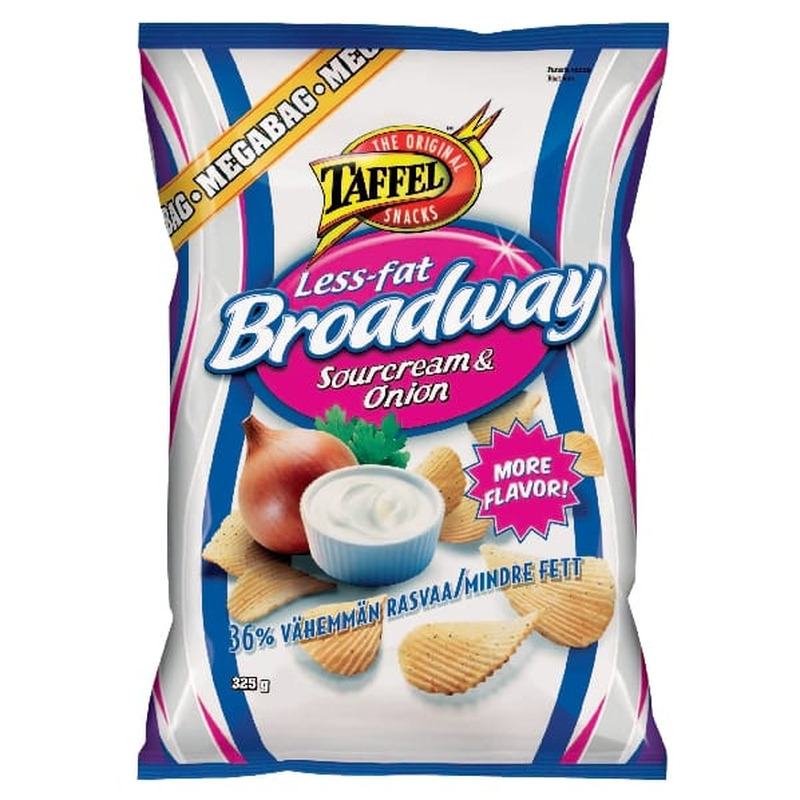 Hapukoore- ja sibulamaitselised Broadway Less-fat, TAFFEL, 325 g