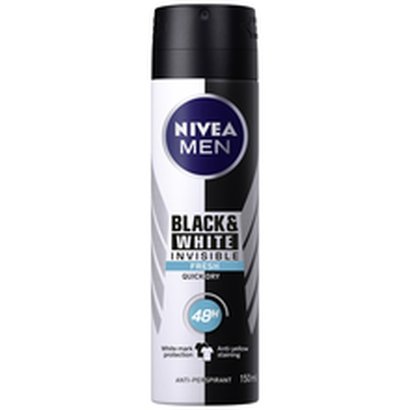 Spreideodorant Black & White Invisible Fresh, NIVEA, 150 ml