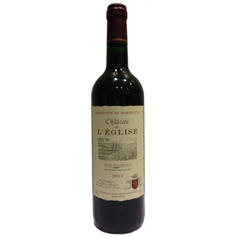 CHATEAU DE L'EGLISE Bordeaux 12,5% 75cl (punane, kuiv)