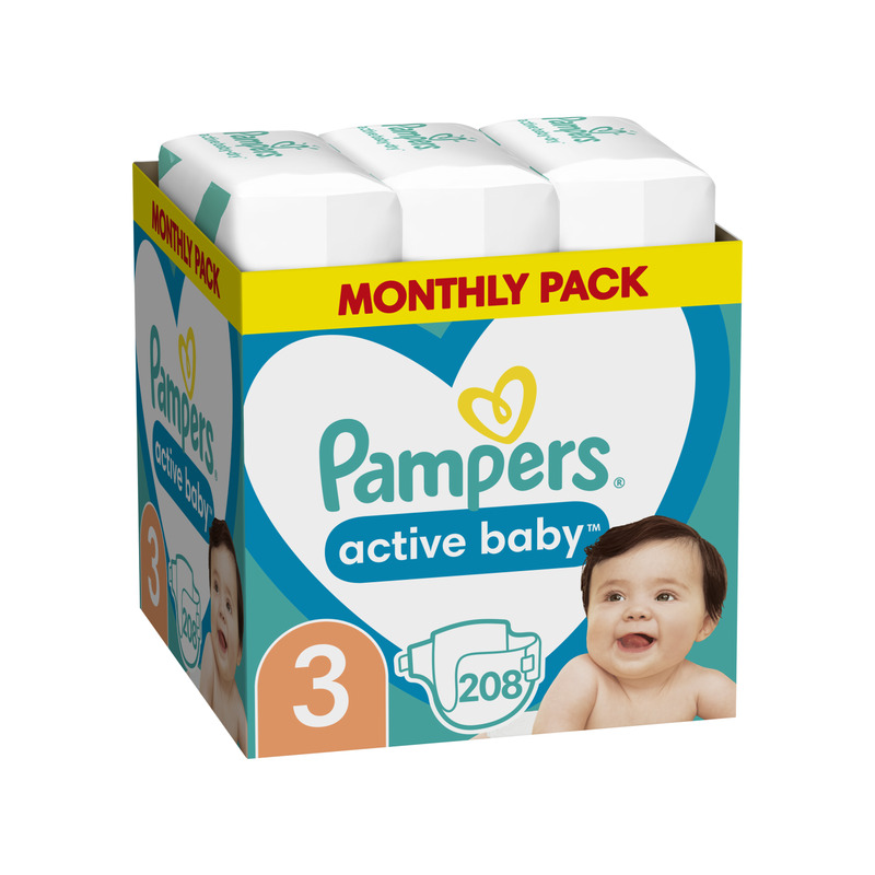 Pampers Active Baby Mähkmed, Suurus 3, 208 Mähet, 6–10 kg