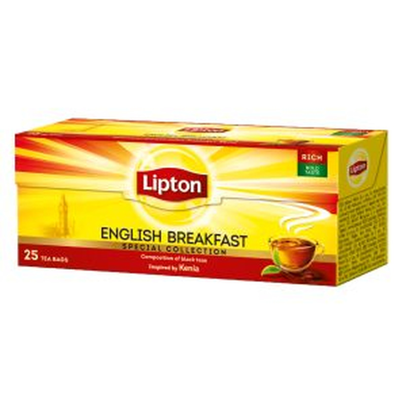 Must tee English Brakfast niidiga kotis 25pk, LIPTON, 50 g