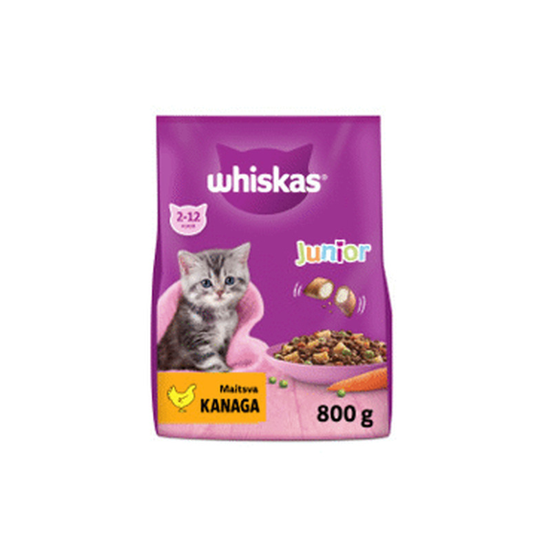 Kuiv.kassisööt WHISKAS Junior kana 800g