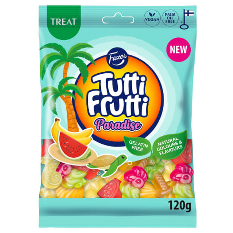 Kummikommid Tutti Frutti Paradise, FAZER, 120 g