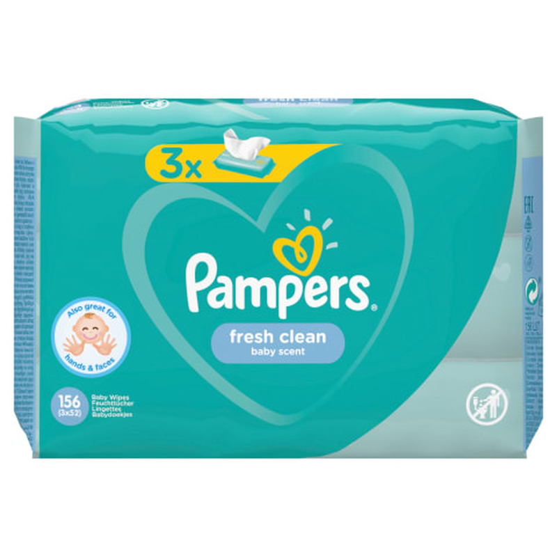 Niisked salvrätikud Pampers Fresh Clean 3*52tk