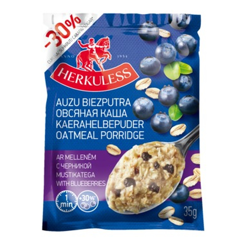 HERKULESS Kiirkaerahelbepuder mustikatega 35g