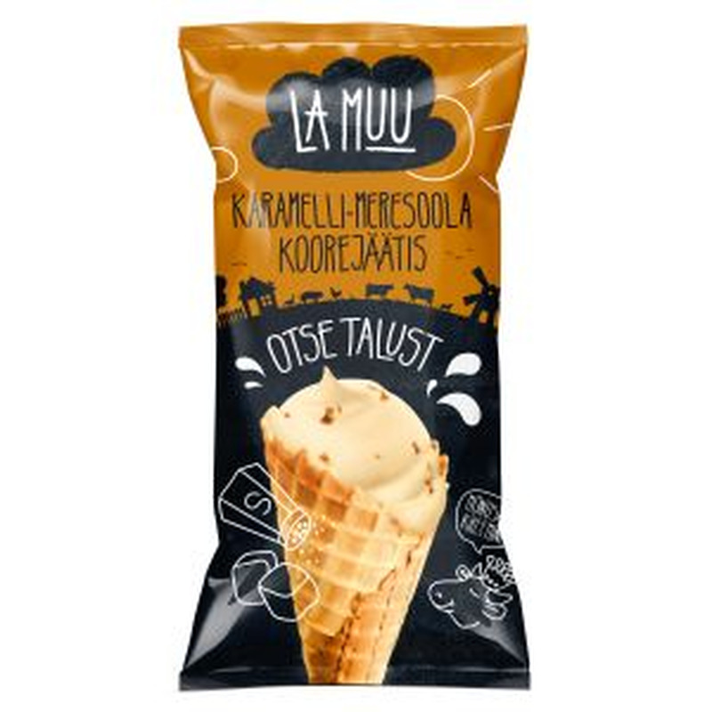 La Muu Karamelli-meresoolajäätis koonuses 130ml/80g