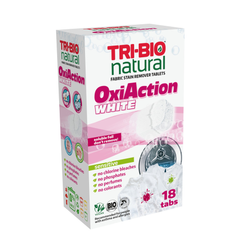 Pesukapslid Tri-Bio Oxi-action Tablets White 18tk