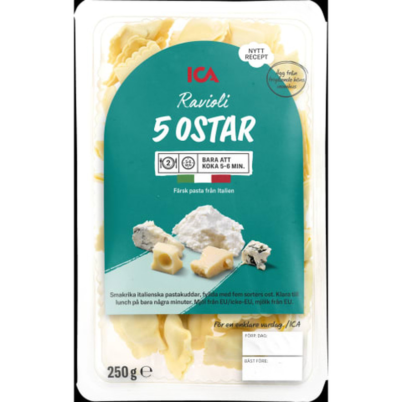 Värske pasta Ravioolid viie juustuga ICA 250g