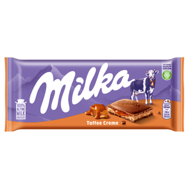 Piimašokolaad toffee-cream, MILKA, 100 g