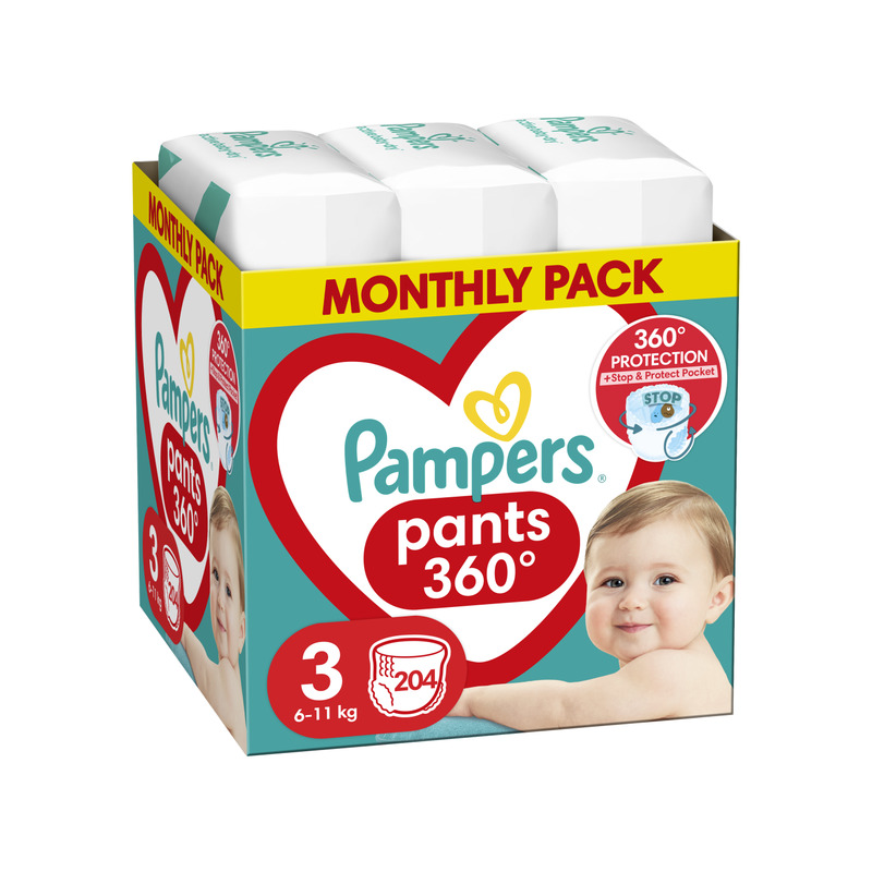 Pampers Pants Püksmähkmed, Suurus 3, 204 Mähet, 6kg-11kg