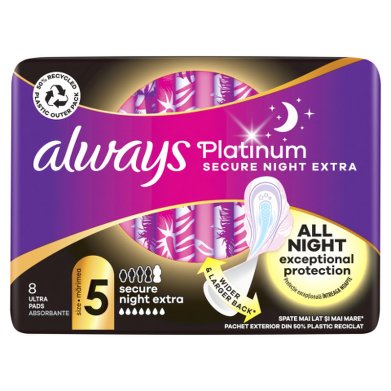 Pesukaitsmed Always Platinum Extra Secure Night S5 8tk