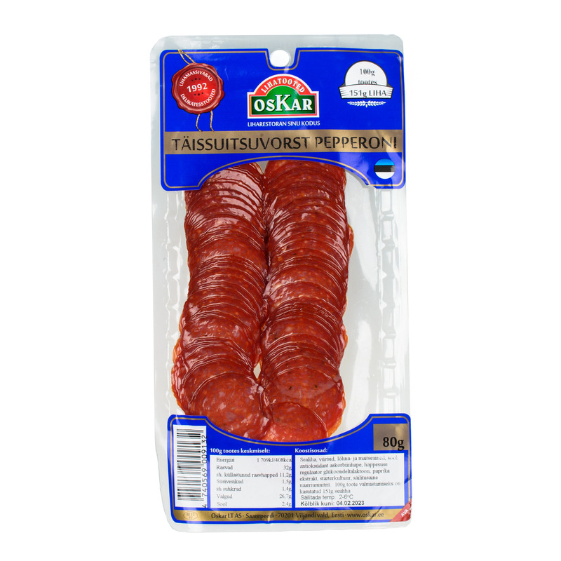 Täissuitsuvorst Pepperoni, OSKAR, 80 g