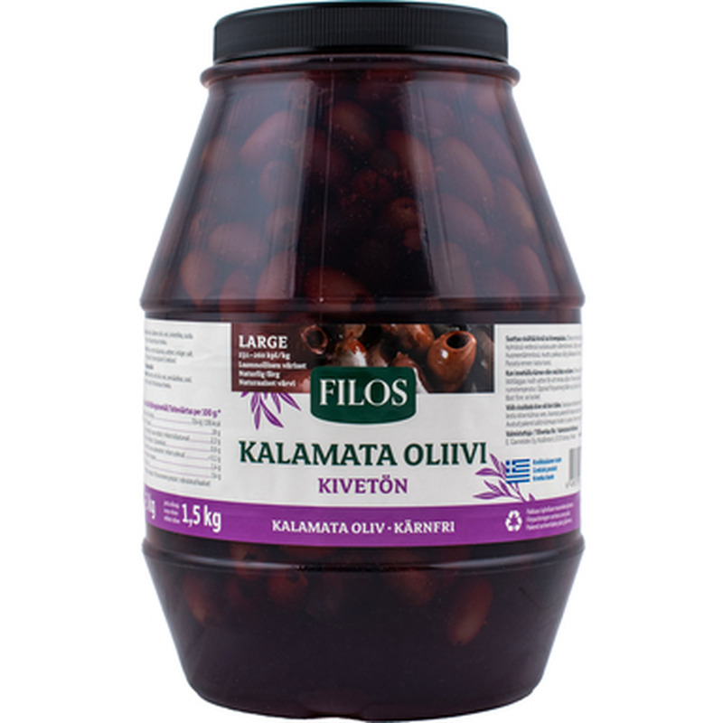 FILOS Kreeka kalamata kivideta oliivid 3kg (plast)