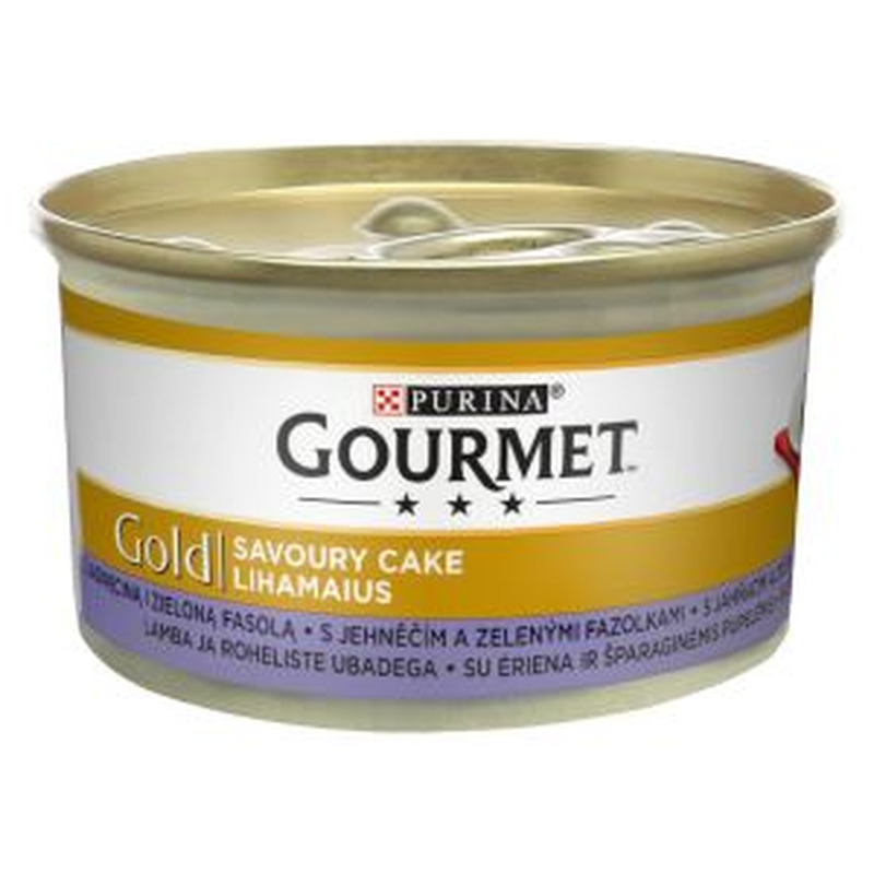 Kiisueine lambaliha-roheliste ubadega, GOURMET GOLD, 85 g