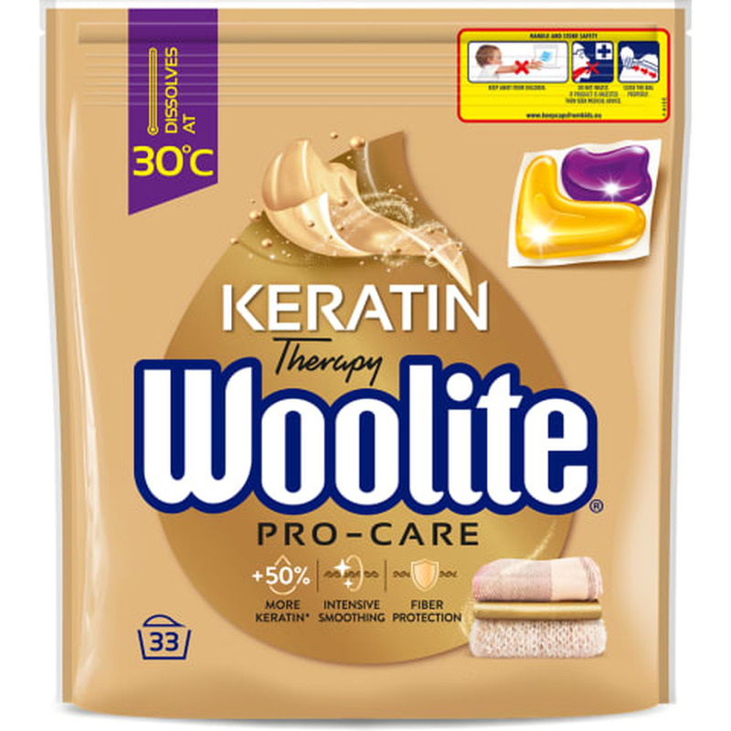 Keratiiniga pesukapslid kontsentreeritud doseeritud pesuvahend Woolite Pro-Care 33tk