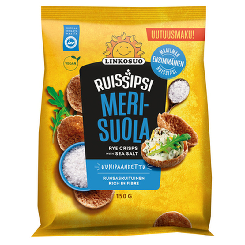 LINKOSUO Rukkikrõpsud meresoolaga 150g (vegan)