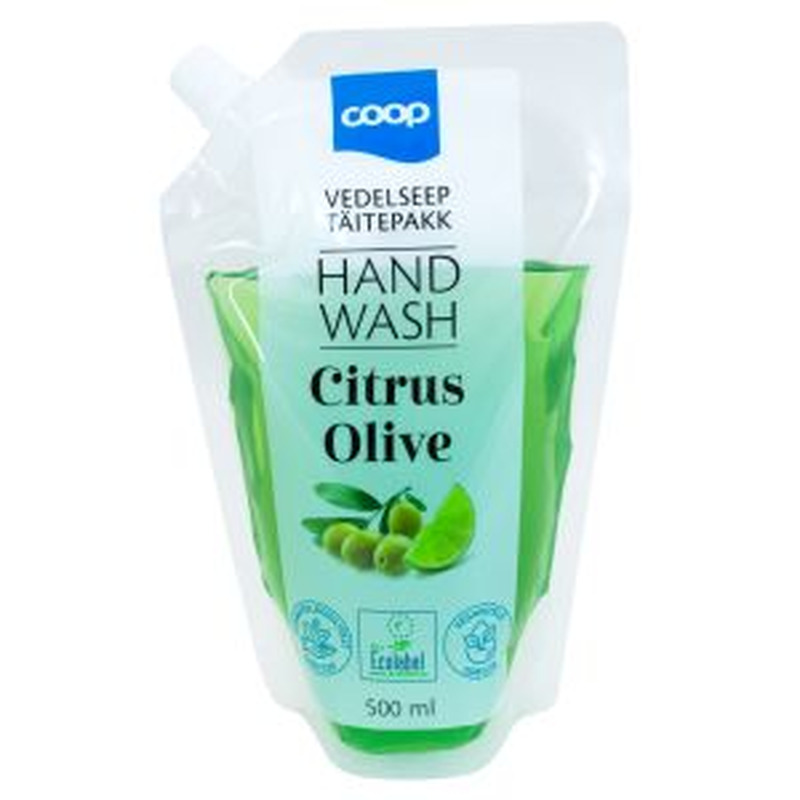 Coop Citrus&Olive vedelseep 500ml täitepakk