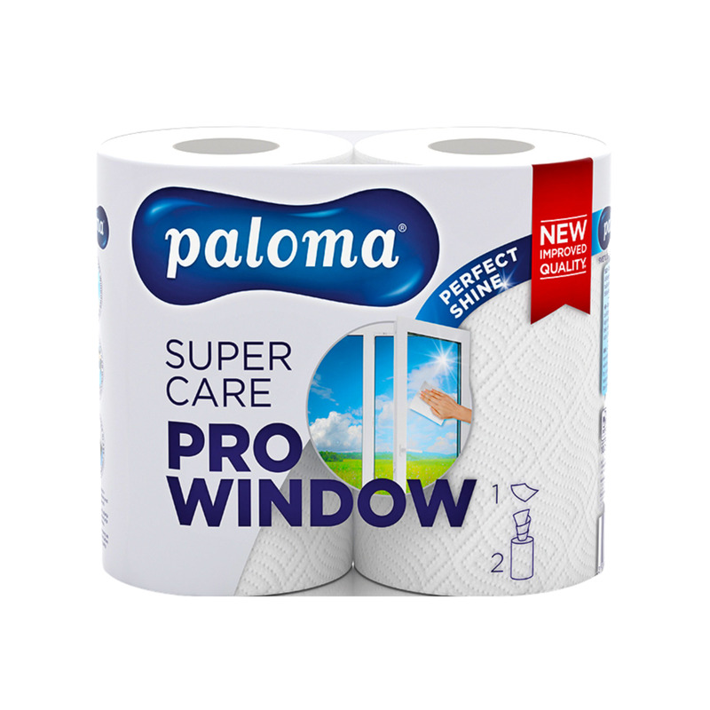 Paloma klaasipuhastuspaber Super Care 2 rulli 1-kihiline