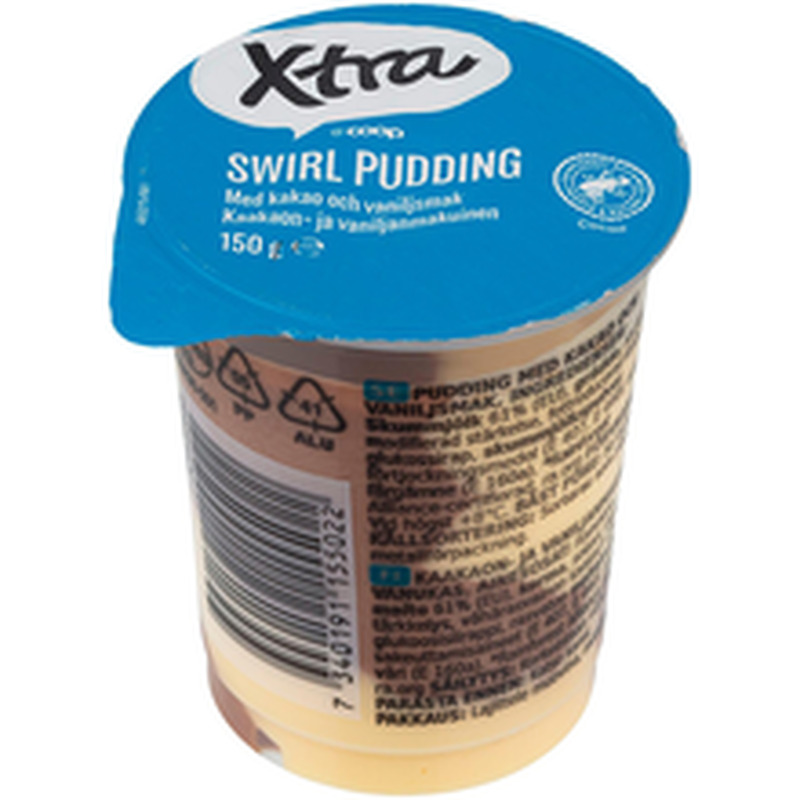 X-tra kakao- ja vaniljemaitseline puding 150g