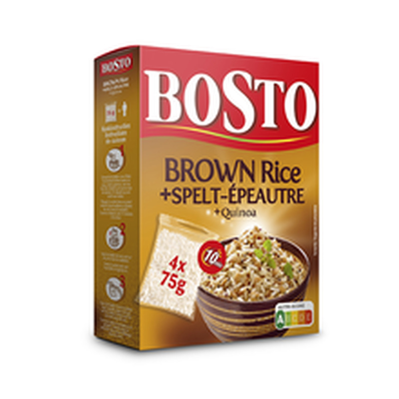 Bosto pruun riis, spelta ja kinoa 4 x 75 g