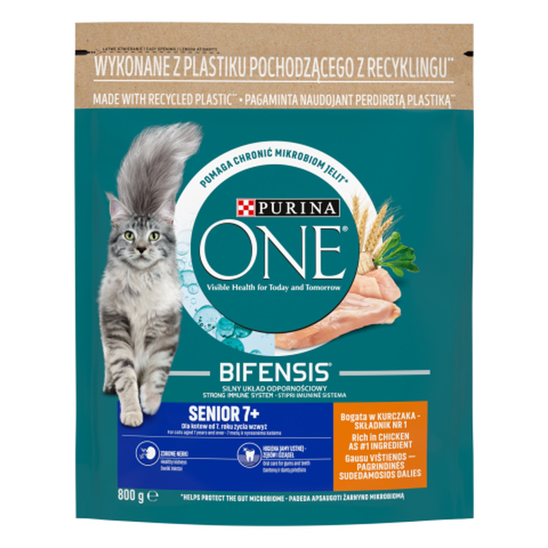 Kuivtoit kassile Purina One Senior 7+, rohke kanaga 800g