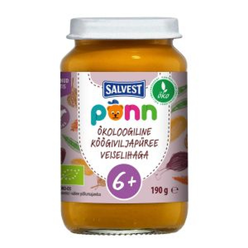 Köögiviljapüree veiselihaga 6+ Mahe, PÕNN, 190g