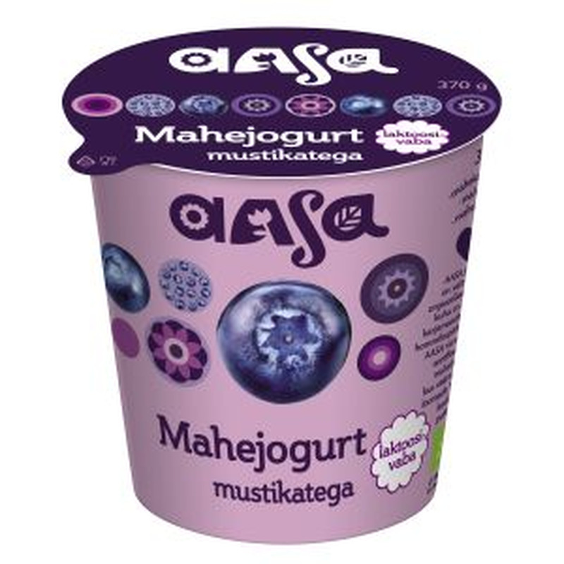 Aasa Mahejogurt mustikatega 370g laktoosivaba