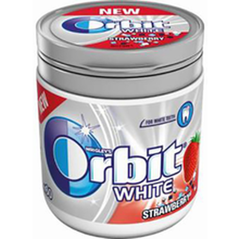 Närimiskumm maasikamaitseline suhkruvaba topsis white, ORBIT, 84 g