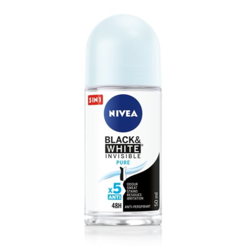 Rulldeodorant Nivea B&W pure naistele 50ml