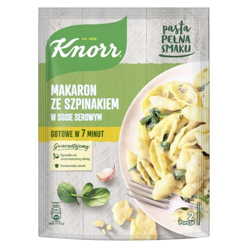 Pasta spinati ja juustu kastmega, KNORR, 160 g