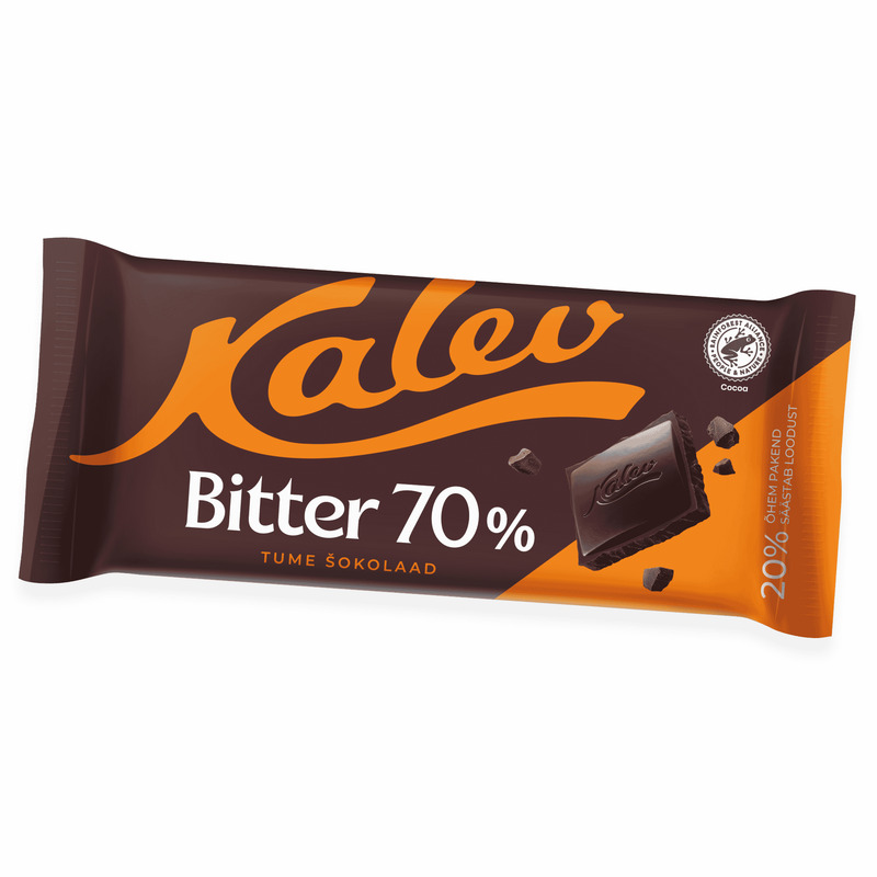 Tume šokolaad Bitter 70%, KALEV, 100 g