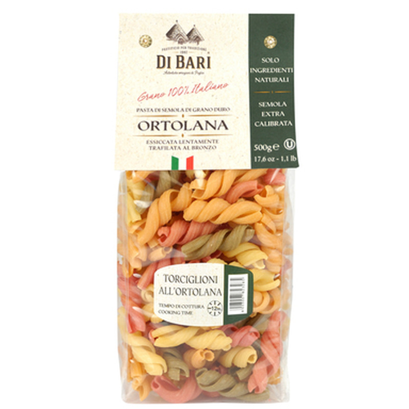 DI BARI Torciglioni all'Ortolana (värvilised keerud) 500g