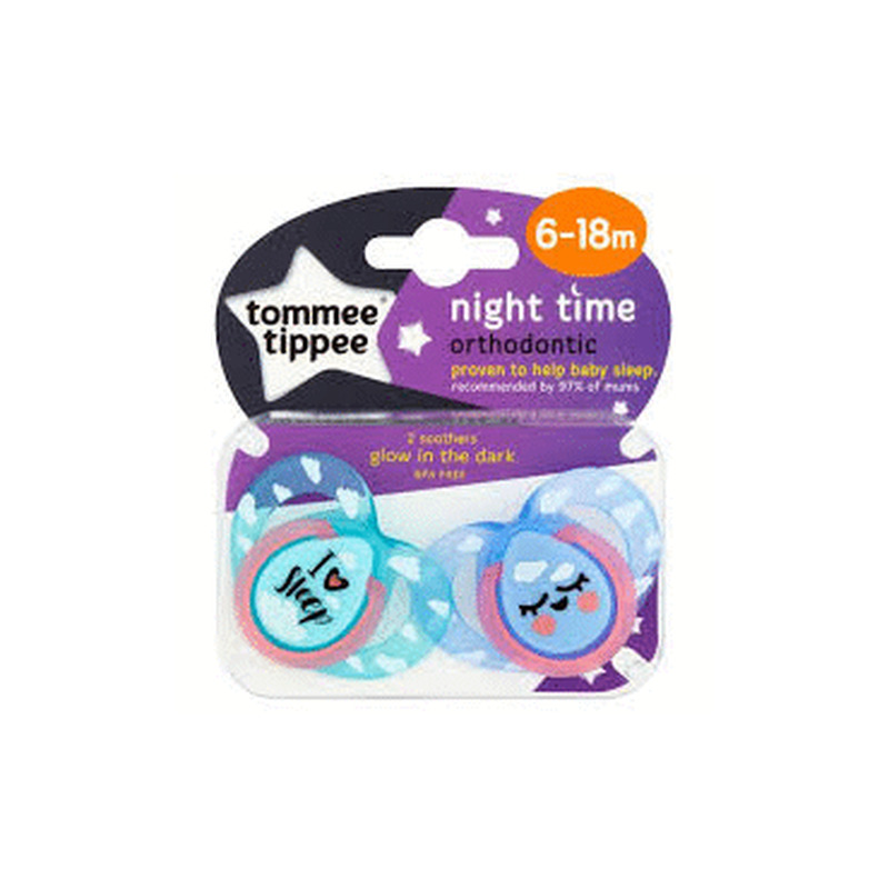 Lutt silik.TOMMEE TIPPEE Night 2tk,6-18m