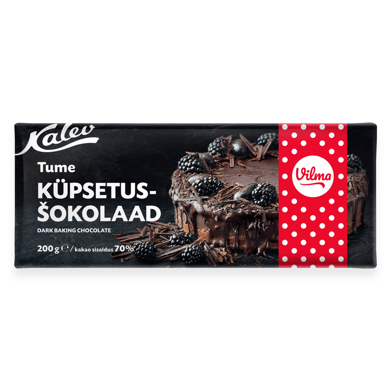 Küpsetusšokolaad tume 70% Vilma, KALEV, 200 g