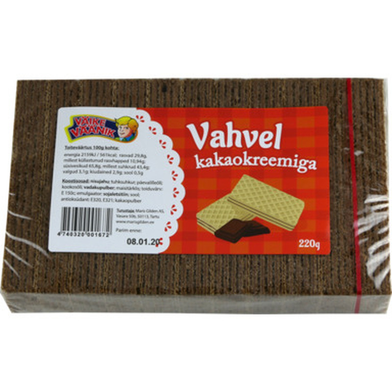 VÄIKE VÄÄNIK Vahvel kakaokreemiga 220g