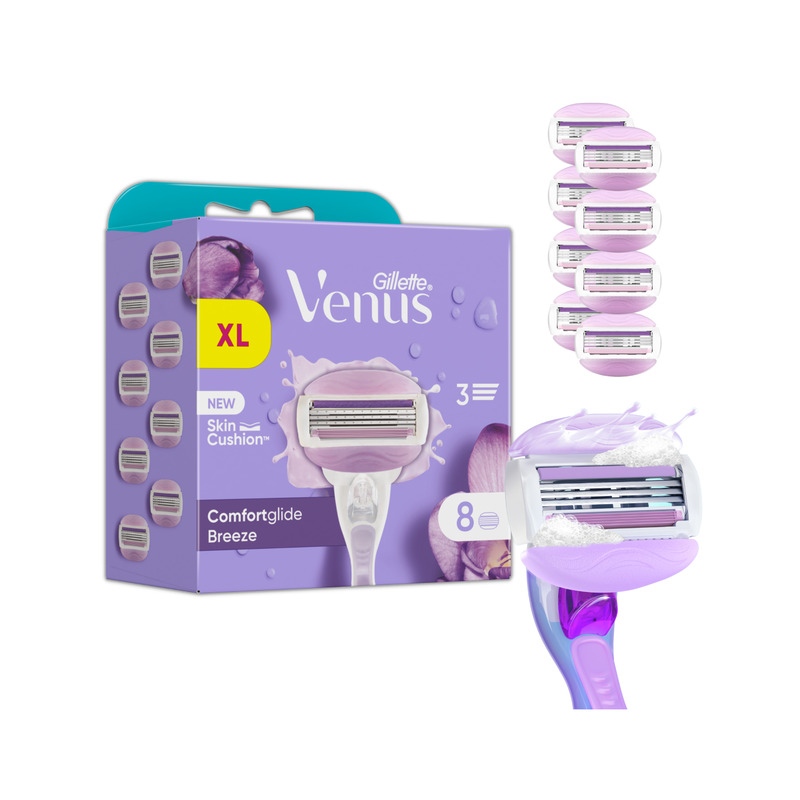 Gillette Venus ComfortGlide Breeze Raseerija Varuterad, 8 tk