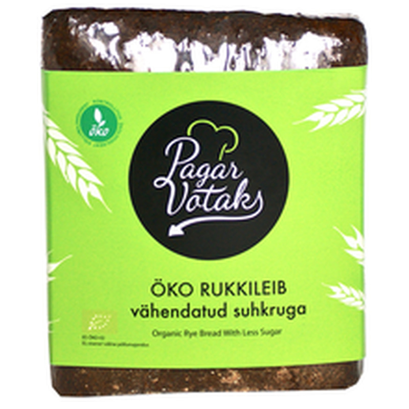 Rukkileib vähendatud suhkruga öko, PAGAR VÕTAKS, 400 g