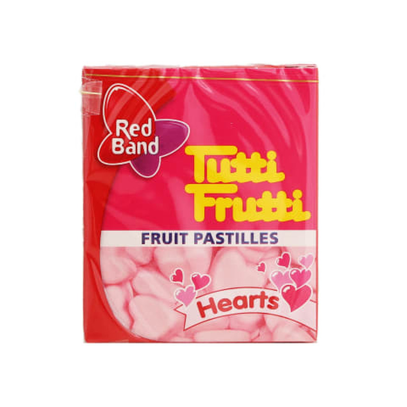 Kummikommid Tutti Frutti Hearts, RED BAND, 15 g