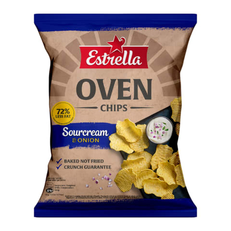 Kartulikrõpsud hapukoore- ja sibulamaitselised Oven Chips, ESTRELLA, 125 g