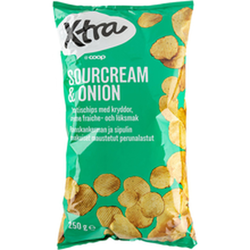 Kartulikrõpsud hapukoore ja sibula maitsega Xtra, COOP, 250 g