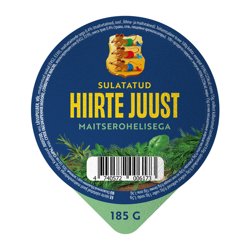 Sulatatud juust maitserohelisega, HIIRTE JUUST, 185 g