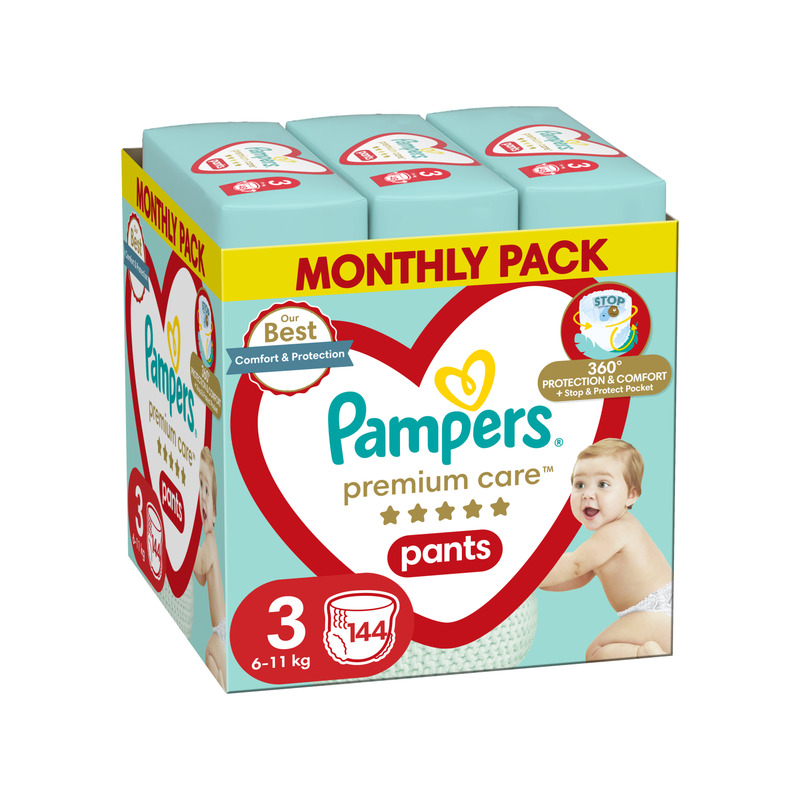 Pampers Premium Care Pants Püksmähkmed, Suurus 3, 144 Mähet, 6-11kg