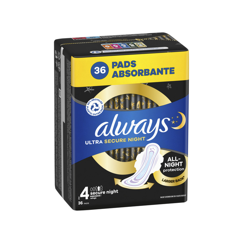 Always Ultra Secure Night Extra Size 5 Hügieenisidemed Tiibadega, 32 tk