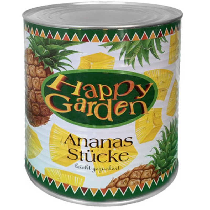 HAPPY GARDEN Ananassitükid kerges siirupis 820g